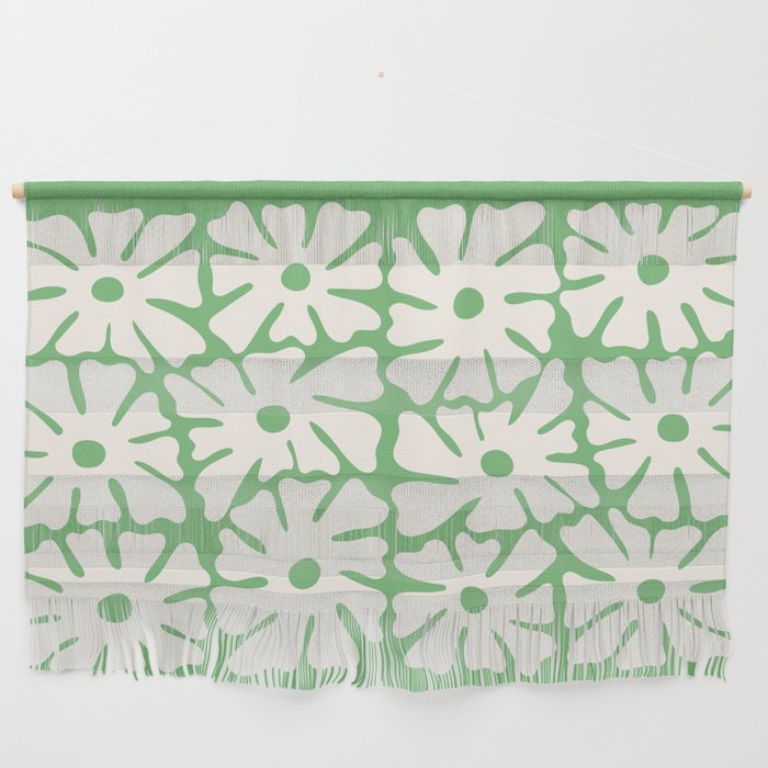 Mid-Century Flowers in Green & White Wall Hanging Gallery Image 1