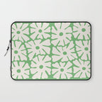 Mid-Century Flowers in Green & White Laptop Sleeve Gallery Image 1