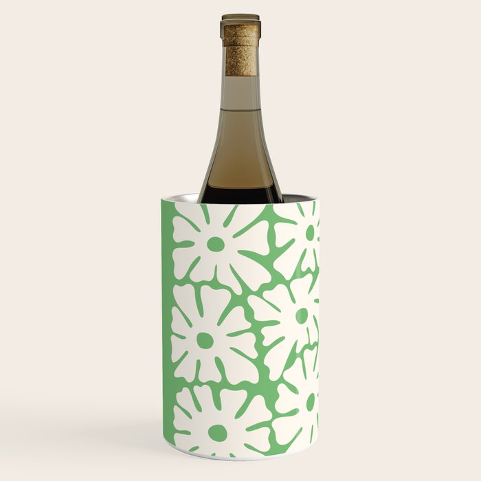 Mid-Century Flowers in Green & White Wine Chiller Gallery Image 2