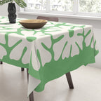 Mid-Century Flowers in Green & White Tablecloth Gallery Image 3