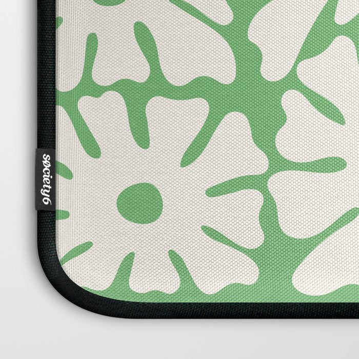 Mid-Century Flowers in Green & White Laptop Sleeve Gallery Image 3
