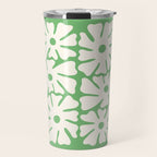 Mid-Century Flowers in Green & White Travel Mug Gallery Image 1