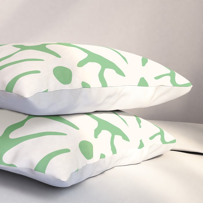 Mid-Century Flowers in Green & White Pillow Sham Gallery Image 3