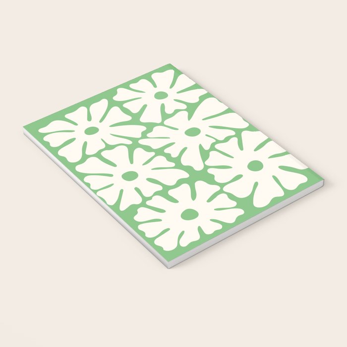 Mid-Century Flowers in Green & White Notebook Gallery Image 3