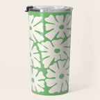 Mid-Century Flowers in Green & White Travel Mug Gallery Image 3