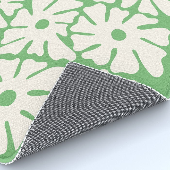 Mid-Century Flowers in Green & White Rug Gallery Image 4
