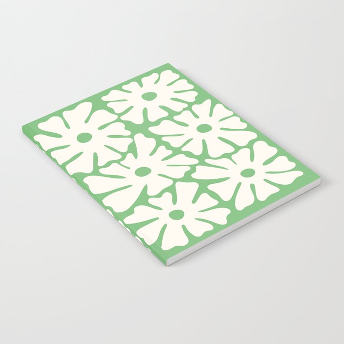Mid-Century Flowers in Green & White Notebook Gallery Image 1