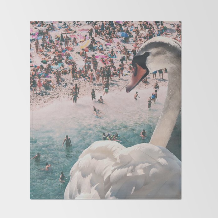 Swan on the Beach Throw Blanket Gallery Image 2