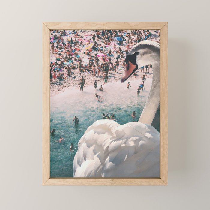 Swan on the Beach Mini Art Print Gallery Image 1