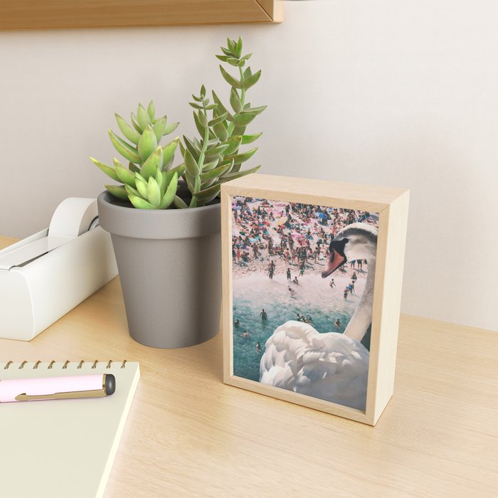 Swan on the Beach Mini Art Print Gallery Image 2