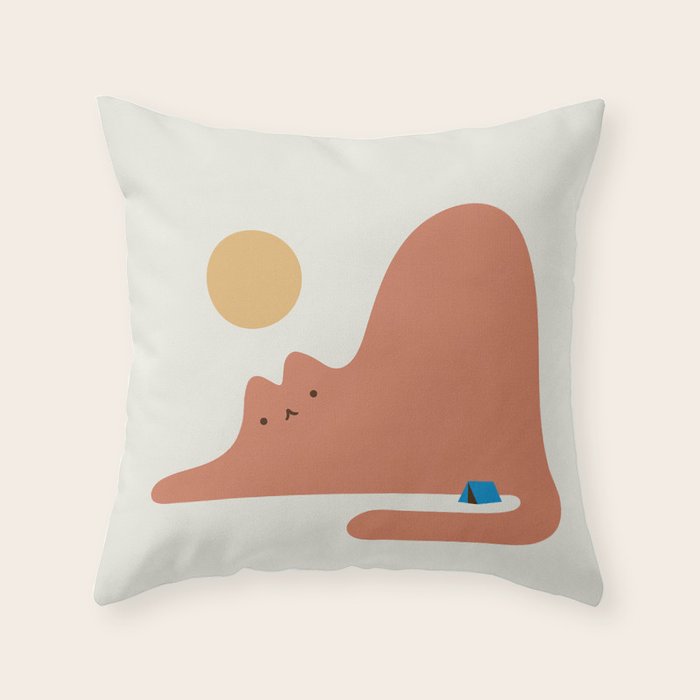 Cat Landscape 118C: Purrfect Campsite C Throw Pillow Gallery Image 1