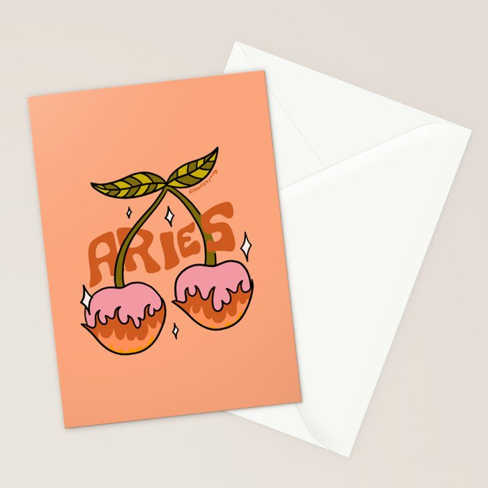 Aries Cherries Stationery Card Gallery Image 2