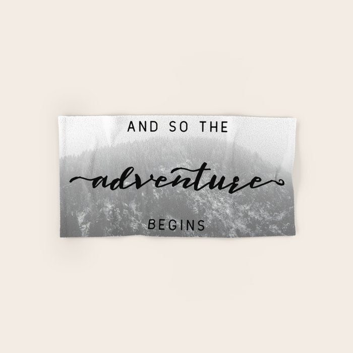 And So The Adventure Begins - Snowy Mountain Bath Towel Gallery Image 1
