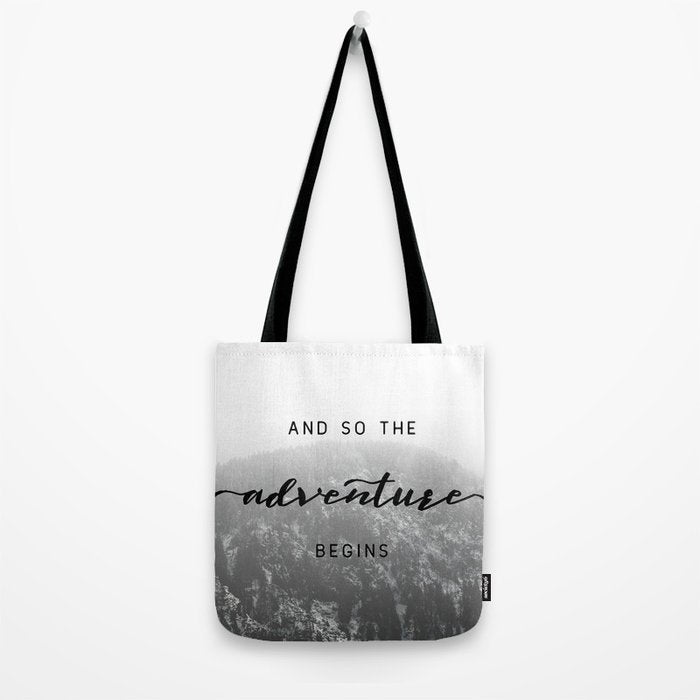 And So The Adventure Begins - Snowy Mountain Tote Bag Gallery Image 2