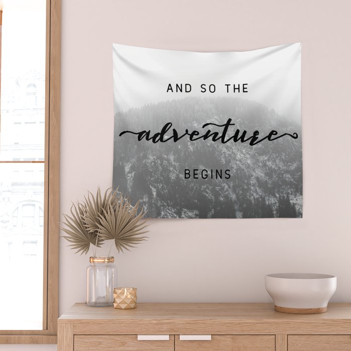 And So The Adventure Begins - Snowy Mountain Wall Tapestry Gallery Image 2
