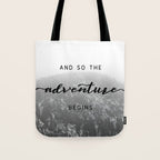 And So The Adventure Begins - Snowy Mountain Tote Bag Gallery Image 1