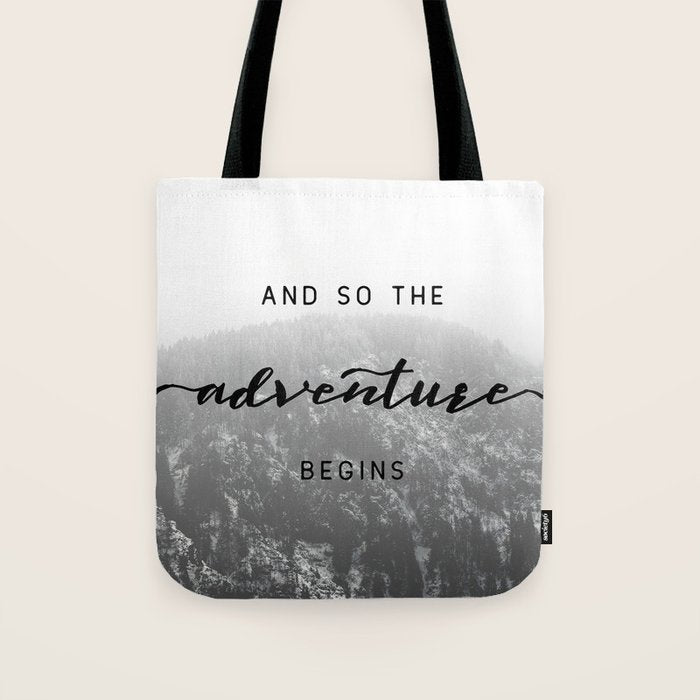 And So The Adventure Begins - Snowy Mountain Tote Bag Gallery Image 1