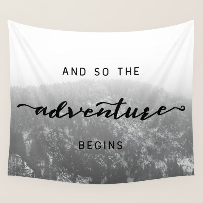 And So The Adventure Begins - Snowy Mountain Wall Tapestry Gallery Image 4
