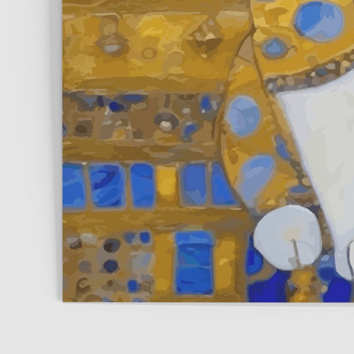 White Klimt Cat with Golden Eyes in Geometric Pattern Poster Gallery Image 3