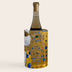White Klimt Cat with Golden Eyes in Geometric Pattern Wine Chiller Gallery Image 3