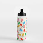 Playful Multicolor Christmas Lights Pattern on Cream Background Water Bottle Gallery Image 2