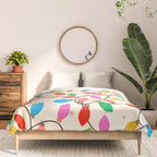 Playful Multicolor Christmas Lights Pattern on Cream Background Comforter Gallery Image 3