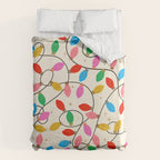 Playful Multicolor Christmas Lights Pattern on Cream Background Duvet Cover Gallery Image 6