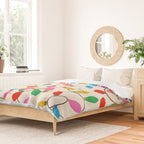 Playful Multicolor Christmas Lights Pattern on Cream Background Duvet Cover Gallery Image 2