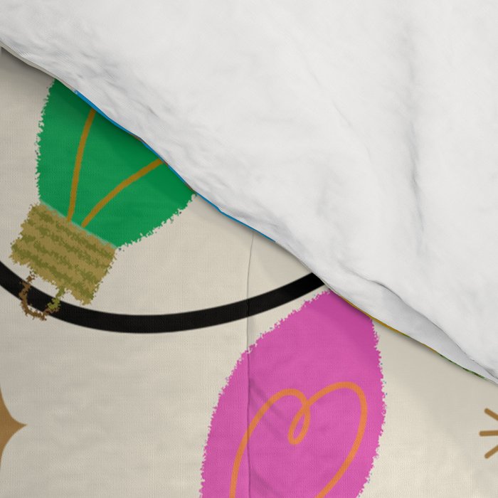Playful Multicolor Christmas Lights Pattern on Cream Background Comforter Gallery Image 4