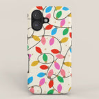 Playful Multicolor Christmas Lights Pattern on Cream Background iPhone Case Gallery Image 1