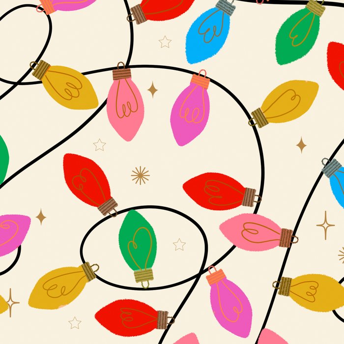 Playful Multicolor Christmas Lights Pattern on Cream Background Coffee Mug Gallery Image 2