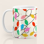 Playful Multicolor Christmas Lights Pattern on Cream Background Coffee Mug Gallery Image 3