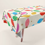 Playful Multicolor Christmas Lights Pattern on Cream Background Tablecloth Gallery Image 1
