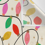 Playful Multicolor Christmas Lights Pattern on Cream Background Wall Tapestry Gallery Image 3