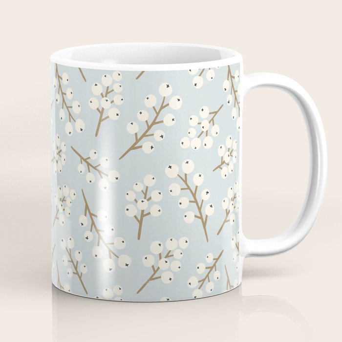 Berries and Branches - Light Blue Coffee Mug Gallery Image 1