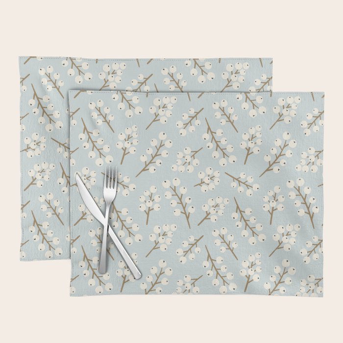 Berries and Branches - Light Blue Placemat Gallery Image 1
