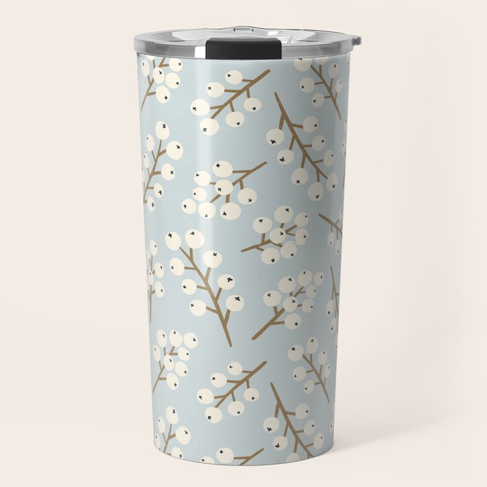 Berries and Branches - Light Blue Travel Mug Gallery Image 1