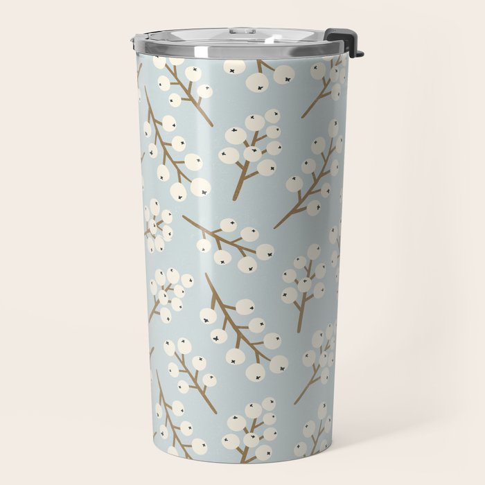 Berries and Branches - Light Blue Travel Mug Gallery Image 2