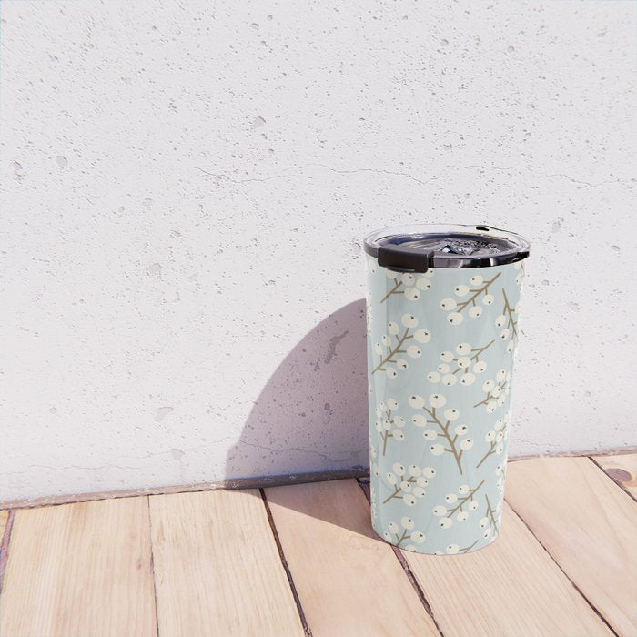 Berries and Branches - Light Blue Travel Mug Gallery Image 4