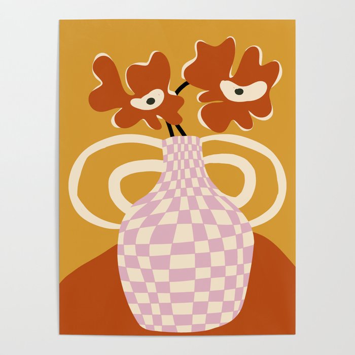 Checkered retro flower pot  Poster Gallery Image 4