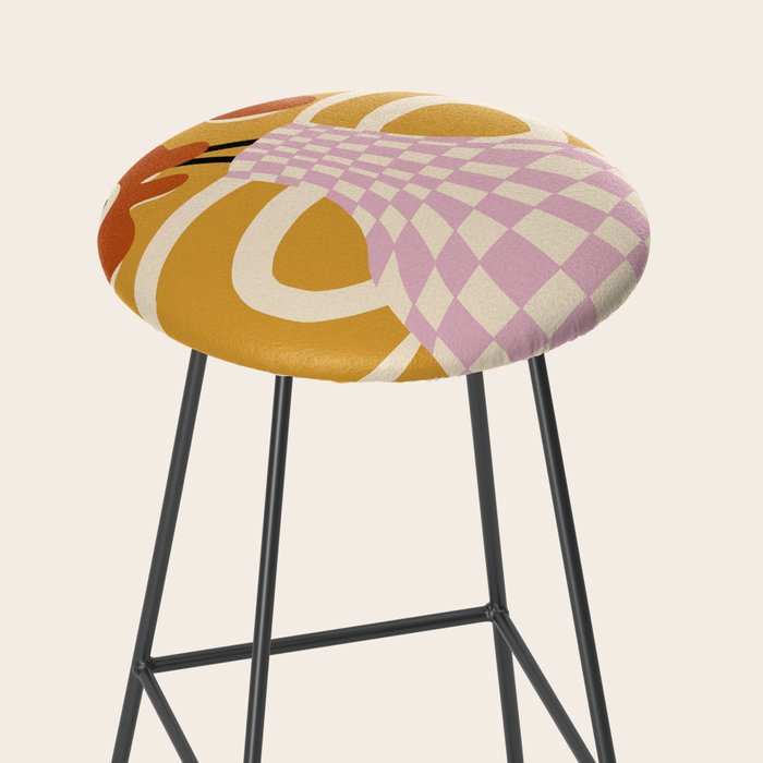 Checkered retro flower pot  Stool Gallery Image 2