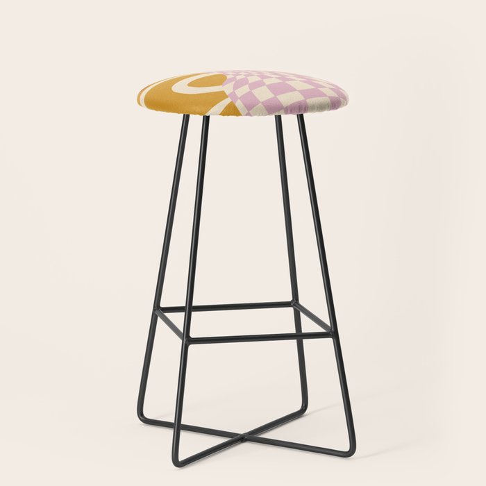 Checkered retro flower pot  Stool Gallery Image 1