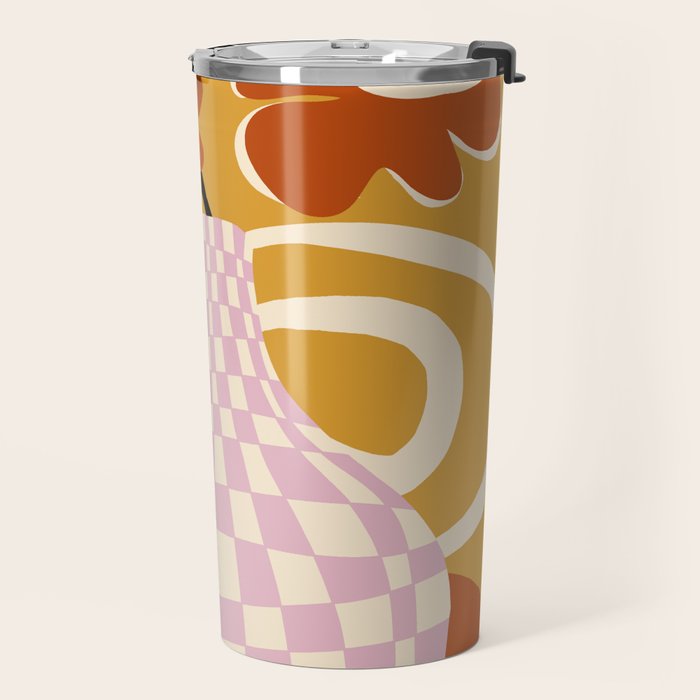 Checkered retro flower pot  Travel Mug Gallery Image 2