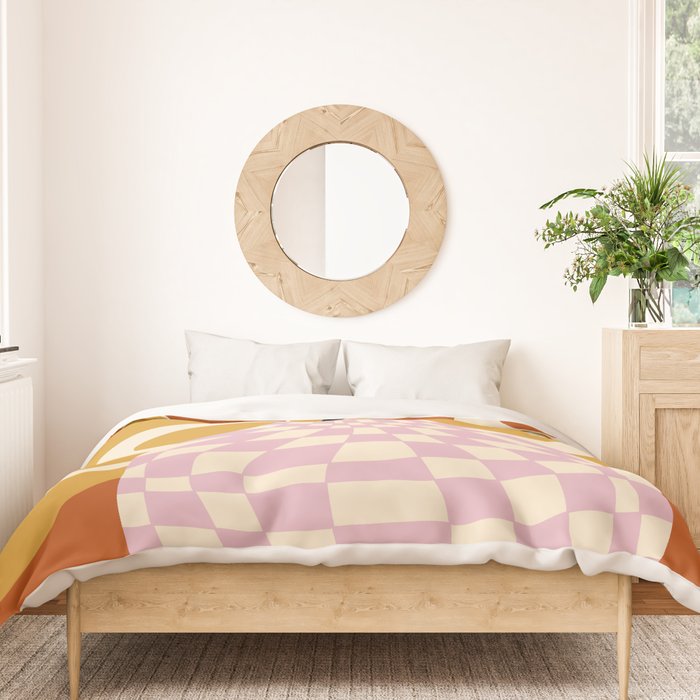 Checkered retro flower pot  Duvet Cover Gallery Image 3