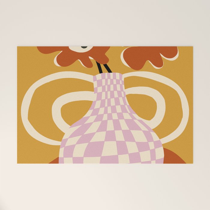 Checkered retro flower pot  Welcome Mat Gallery Image 1