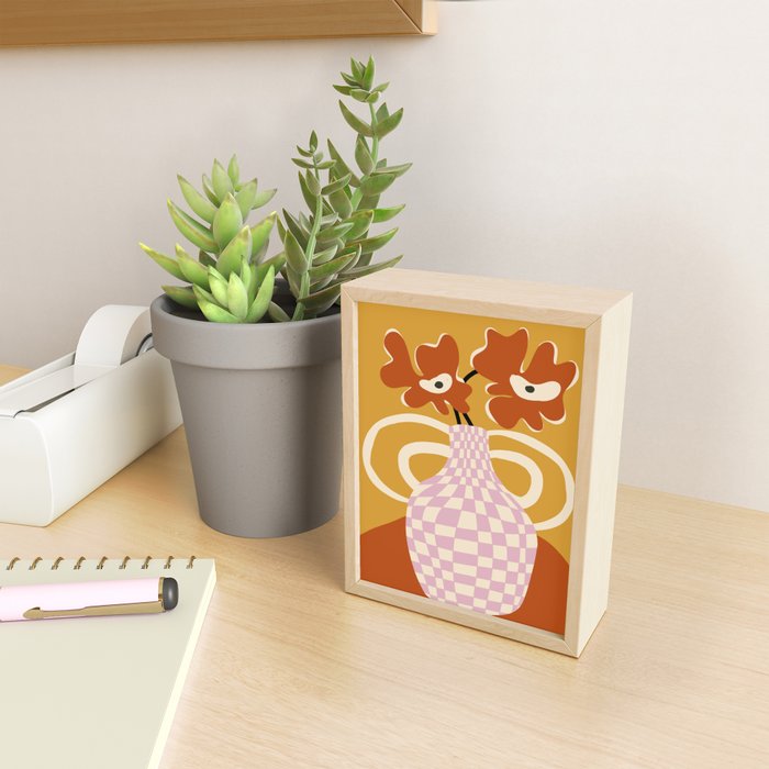 Checkered retro flower pot  Mini Art Print Gallery Image 2