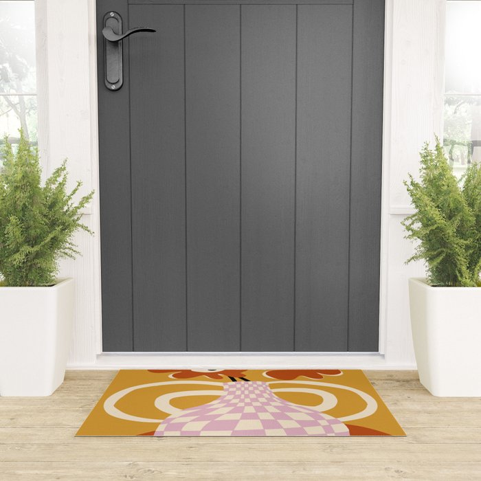 Checkered retro flower pot  Welcome Mat Gallery Image 3