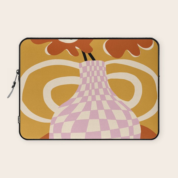 Checkered retro flower pot  Laptop Sleeve Gallery Image 1