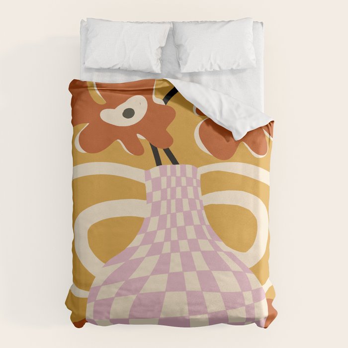 Checkered retro flower pot  Duvet Cover Gallery Image 6