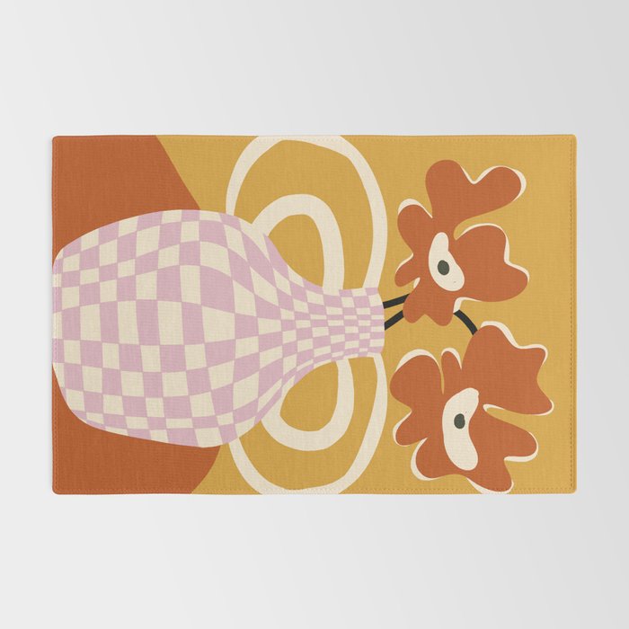 Checkered retro flower pot  Rug Gallery Image 2